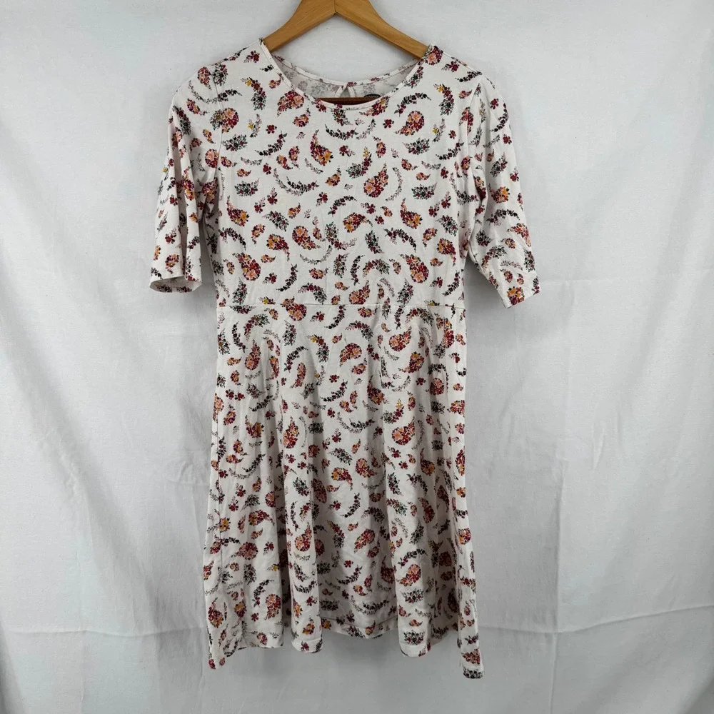 Old Navy Girls XXL 16 Plus Floral Paisley Cotton Fit and Flare Dress Cream
